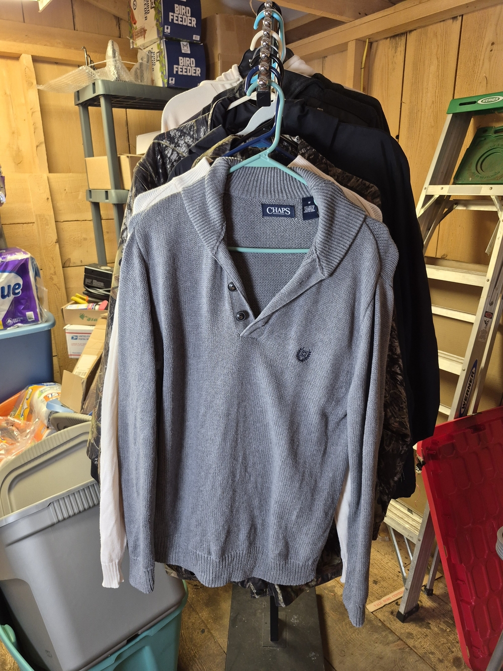 Chaps Men’s Gray Shawl Collar Pullover Sweater Bin 60